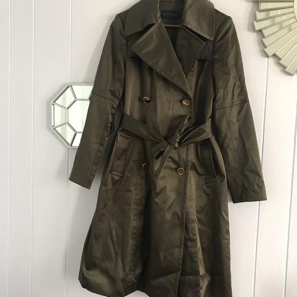 Elie Tahari Jackets & Blazers - Elie Tahari Satin Olive Green Trench Coat 4